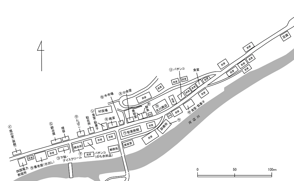 図表1-2-2　昭和40年ころの植松の町並み(1)