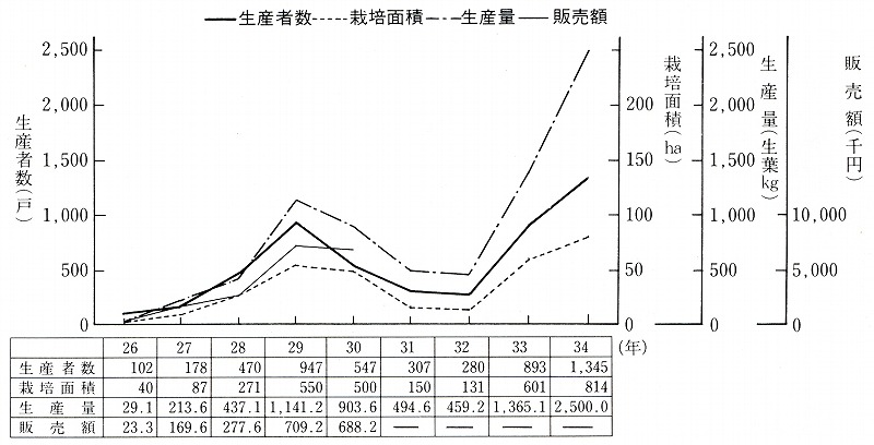 図3-1-1　愛媛県のゼラニウム生産の推移