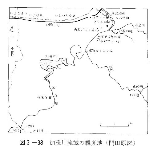 図3-38　加茂川流域の観光地（門田原図）