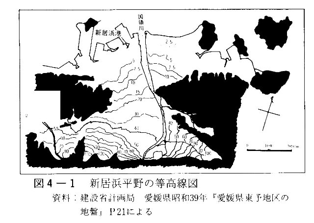 図4-1　新居浜平野の等高線図
