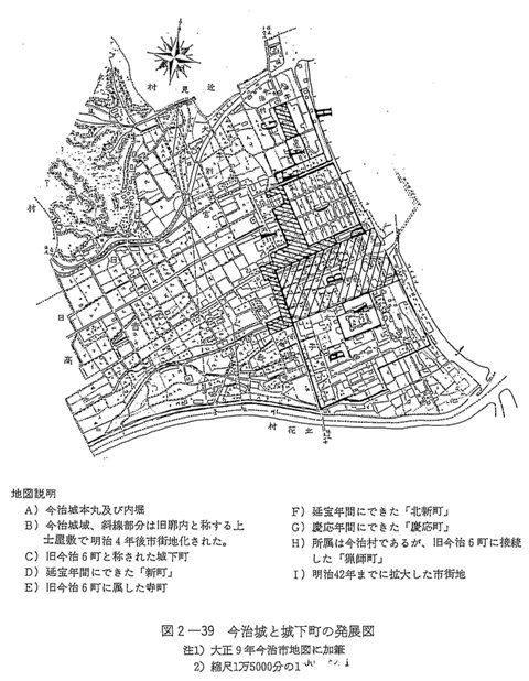図2-39　今治城と城下町の発展図