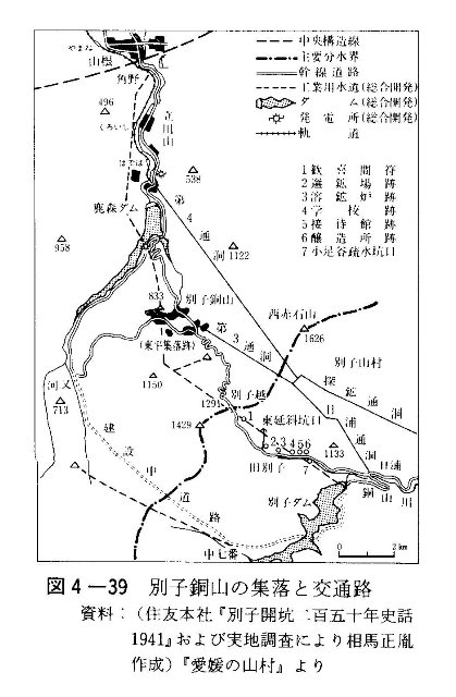 図4-39　別子銅山の集落と交通路