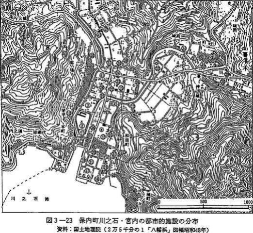 図3-23　保内町川之石・宮内の都市的施設の分布