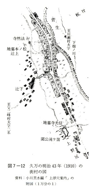図7-12　久万の明治43年（1910）の街村の図