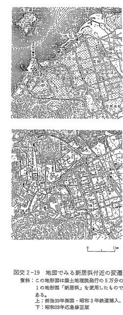 図交２－１９　地図でみる新居浜付近の変遷
