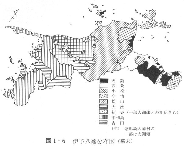 図１－６　伊予八藩分布図（幕末）