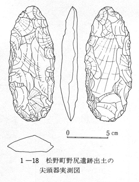 １－１８　松野町野尻遺跡出土の尖頭器実測図