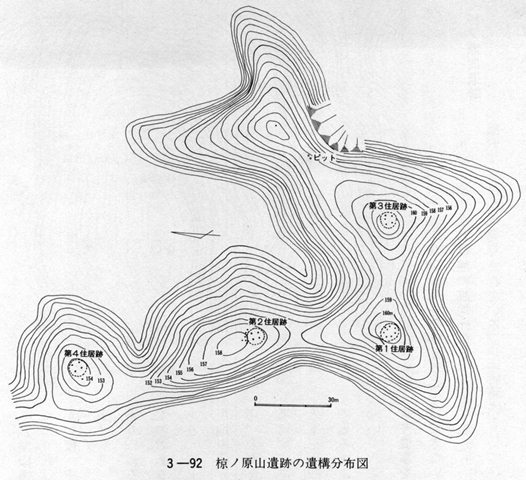 ３－９２　椋ノ原山遺跡の遺構分布図