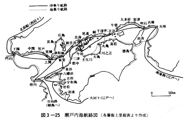 図３－２５　瀬戸内海航路図（各藩内海上里程表より作成）
