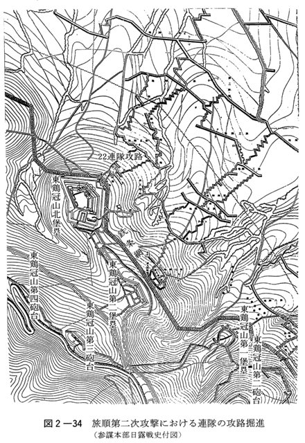 図2-34　旅順第二次攻撃における連隊の攻路掘進