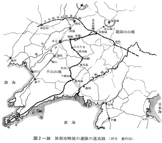 図2-38　旅順攻略後の連隊の進攻路